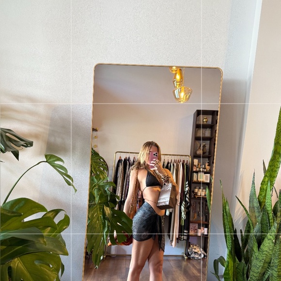 Black Knit Ribbed String Triangle Bikini - Picture 7 of 7